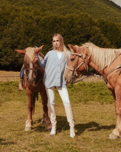 SOVRANO TRICOT - Gilet bleu pastel 