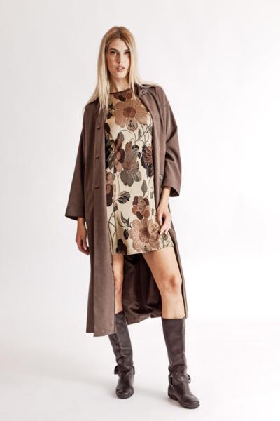 Vestido floral italiano con abrigo marrón para revendedores