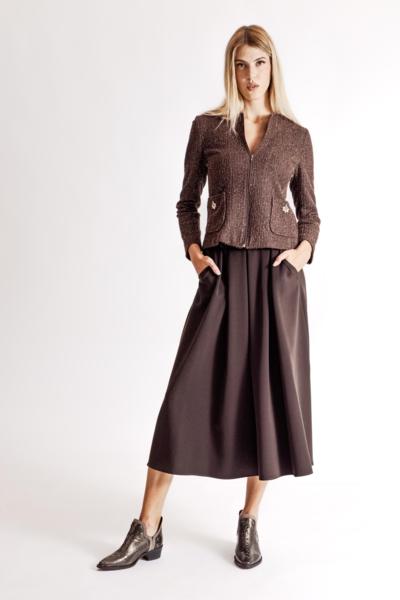 Chaqueta y falda marrón de mujer Made in Italy para revendedores