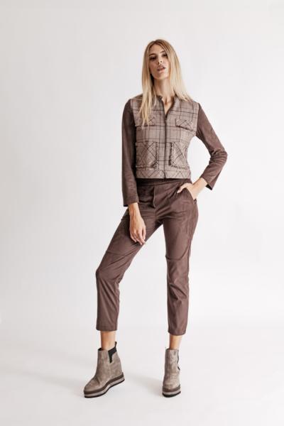 Conjunto italiano marrón chaqueta y pantalones para revendedores