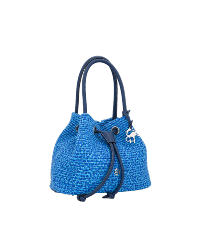 Blue woven handbag made in Italy for resellers