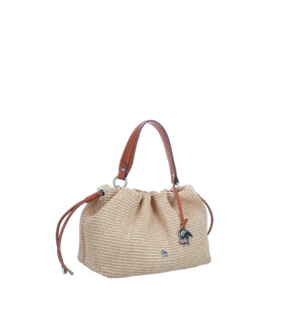 Italian handmade woven straw handbag with leather handles for resellers