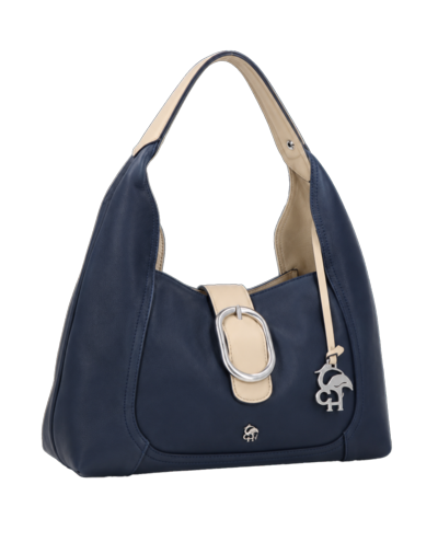 Italian leather handbag for resellers navy blue and beige