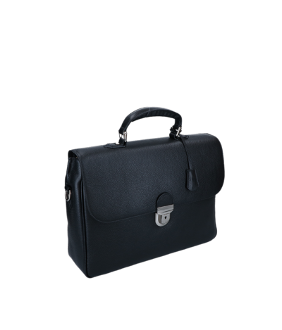 Black leather briefcase made in Italy for resellers