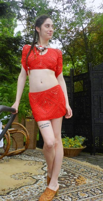 DAFNE - Conjunto de crochê vermelho 