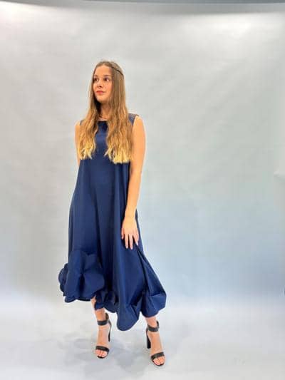DANIELA G - Elegant Navy Rose Dress