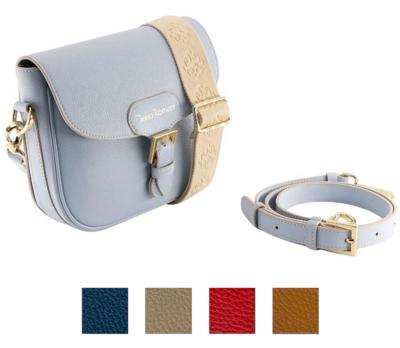 Light blue Italian leather crossbody bag for resellers