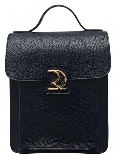 Sac en cuir noir italien pour revendeurs avec logo doré