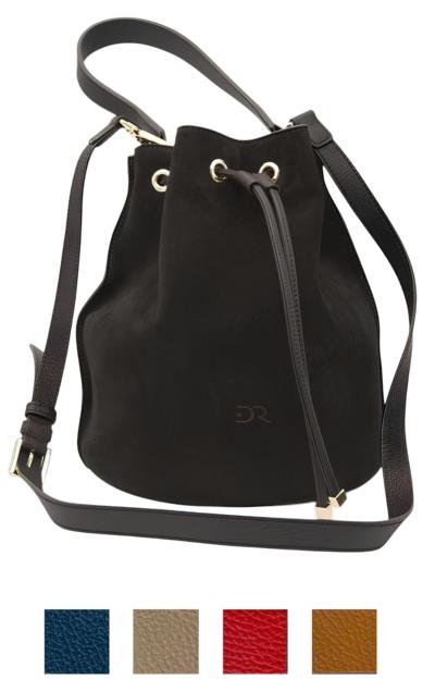 Italian black leather bucket bag for resellers