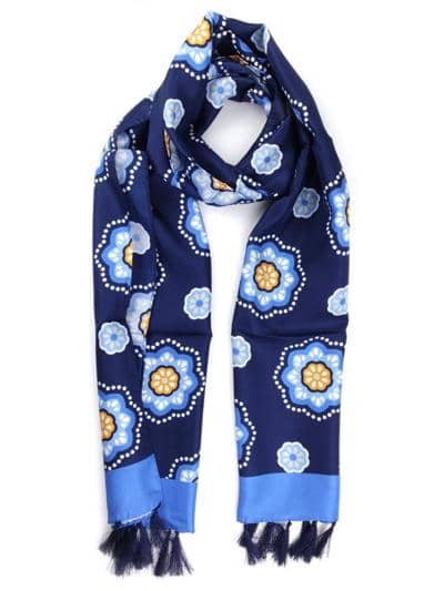 DM TIES - BUFANDA DE SEDA CON BORAS 