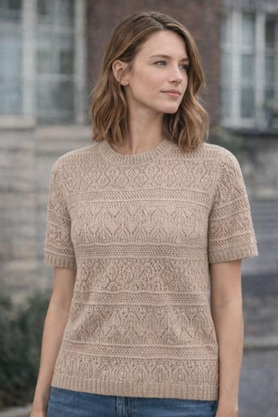 DUE TOSCANI - Short-Sleeve Openwork Top