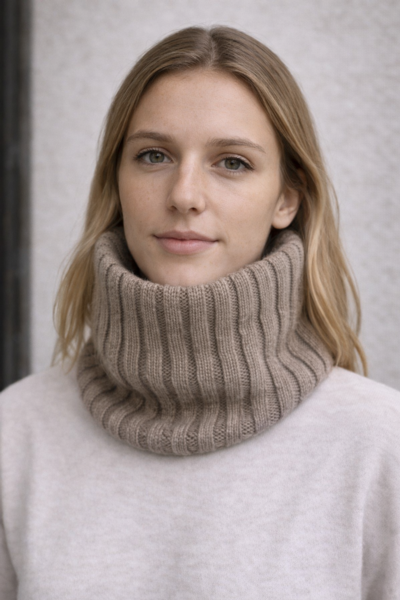 Italienischer gestrickter beiger Woll-Schlauchschal für Wiederverkäufer