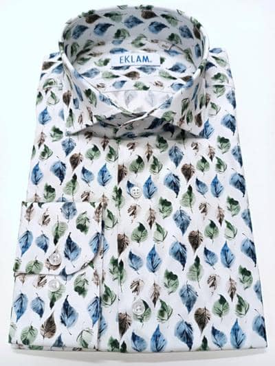 EKLAM - Camisa social com estampa de folhas 