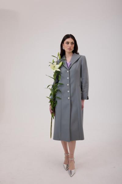 Cappotto lungo grigio italiano all'ingrosso per rivenditori