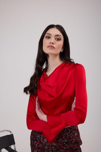 ELEANOR NITTI - Red Satin Drape Blouse