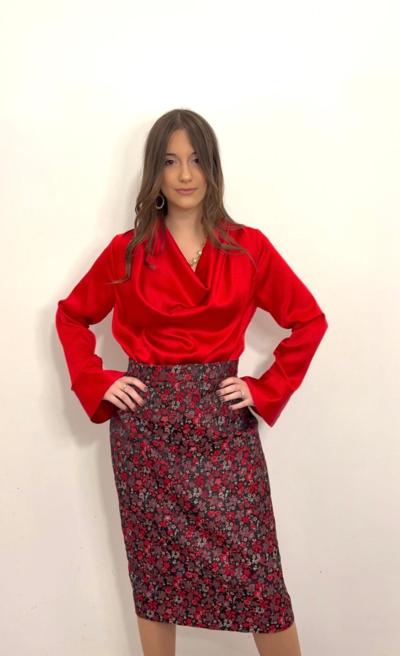 ELEANOR NITTI - Gonna a tubino in jacquard di seta 