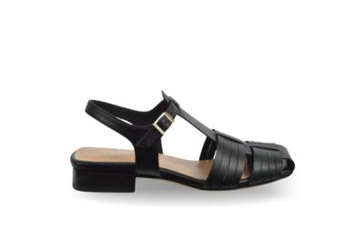Black leather sandals made in Italy for resellers