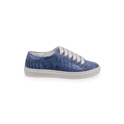 Italian crocodile-pattern blue leather sneaker for resellers
