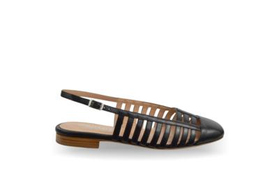 FIORANGELO - Черные кожаные сандалии с открытой пяткой 