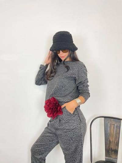 FM MODA - Conjunto elegante de leopardo 