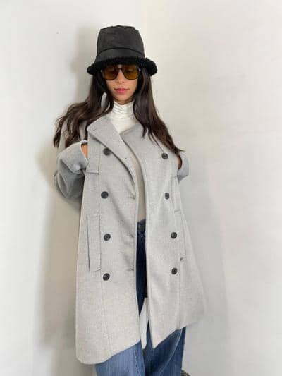 FM MODA - Abrigo gris elegante 