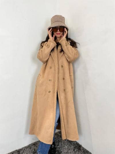 FM MODA - Abrigo elegante de color camello 