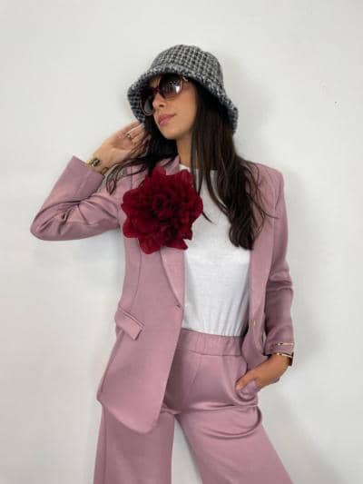FM MODA - Traje rosa elegante 