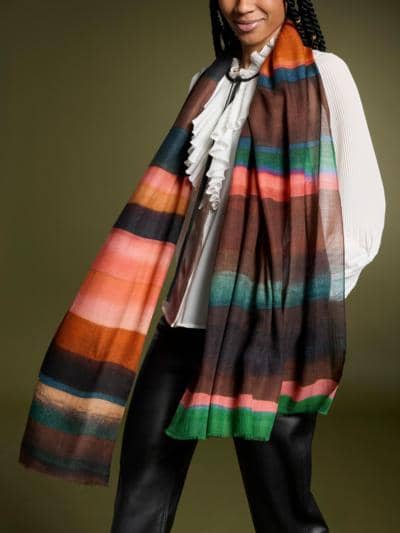 LARIOSETA - Bufanda multicolor a rayas 