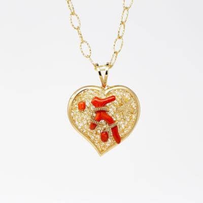GRAZIELLA BENNATI - Colgante corazón de coral 