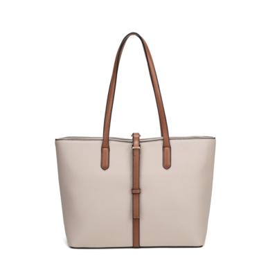 Borsa tote in pelle italiana per rivenditori, beige e marrone