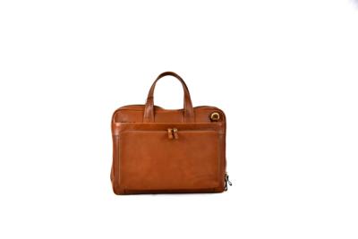 GUSSACI - Porte-documents en cuir beige 