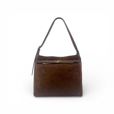 Brown suede handbag made in Italy for resellers