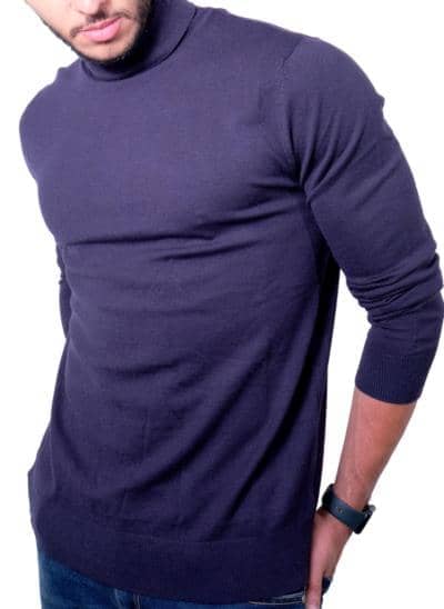 ITABAZAAR - Suéter de punto de color sólido con cuello alto 