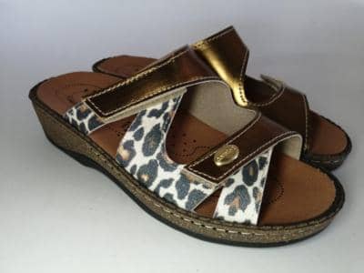 COMFORT RELAX - Золотые леопардовые сандалии 