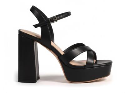 Black platform high heel sandal made in Italy for resellers