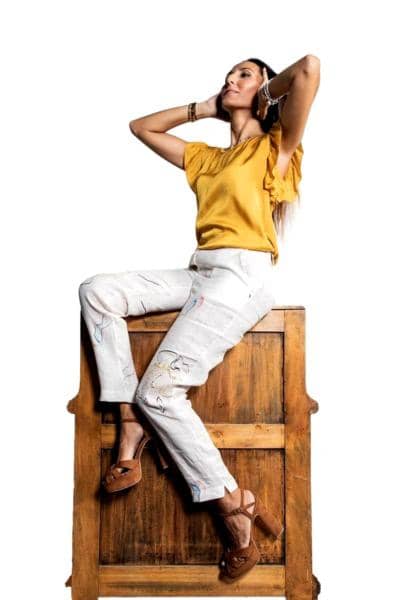 KEYSHA - Pantalone en lino. 