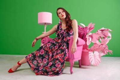 LADY XL - abito in georgette f008 