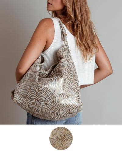 Итальянская кожаная сумка хобо с узором зебры для перепродавцов