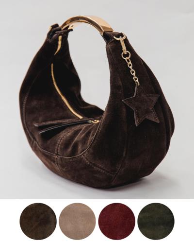 Borsa in suede italiana con dettagli dorati per rivenditori all'ingrosso
