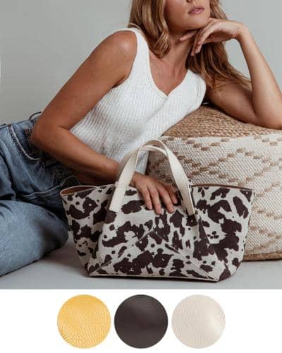 Итальянская кожаная сумка с принтом коровы для оптовиков