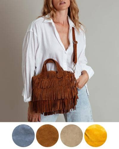 Итальянская замшевая сумка с бахромой оптом