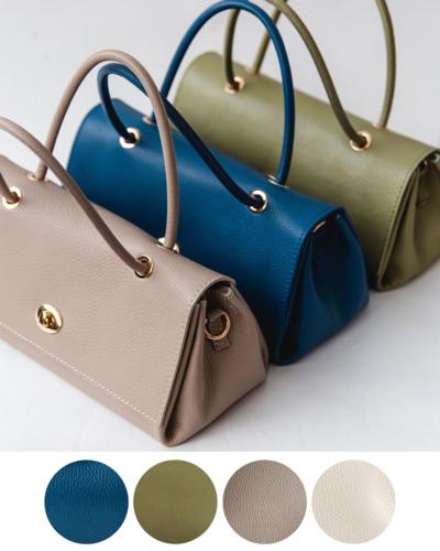 Italian leather handbags for resellers in blue, green, beige