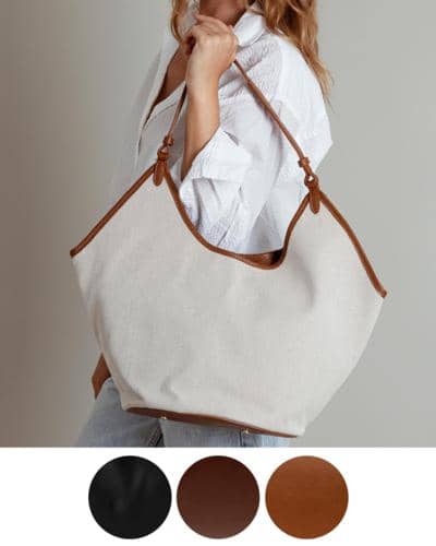 Итальянская холщовая сумка с кожаными вставками для реселлеров