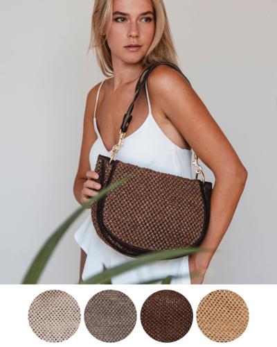 LAURA DI MAGGIO - Borsa da sella in rafia intrecciata 