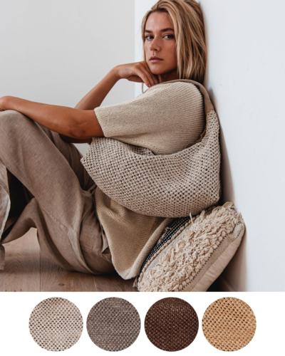 LAURA DI MAGGIO - Borsa a tracolla in rafia intrecciata 