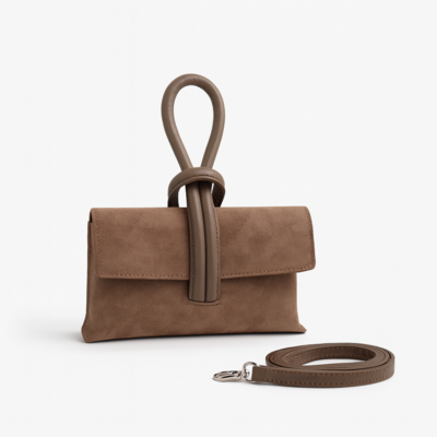 LEATHER COUNTRY - Mini bolsa de camurça taupe 