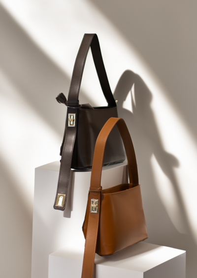 Bolsos de cuero italianos para revendedores, marrón y negro