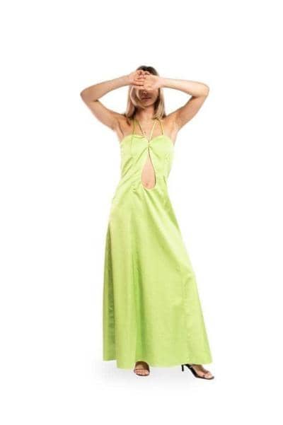 LECICALE LAB - Robe longue en soie citron vert 