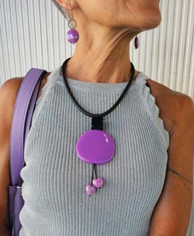 Italian handmade purple necklace and earrings for resellers.