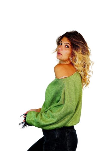 LILI MILANO - MAGLIA LÚREX+PIUMA 